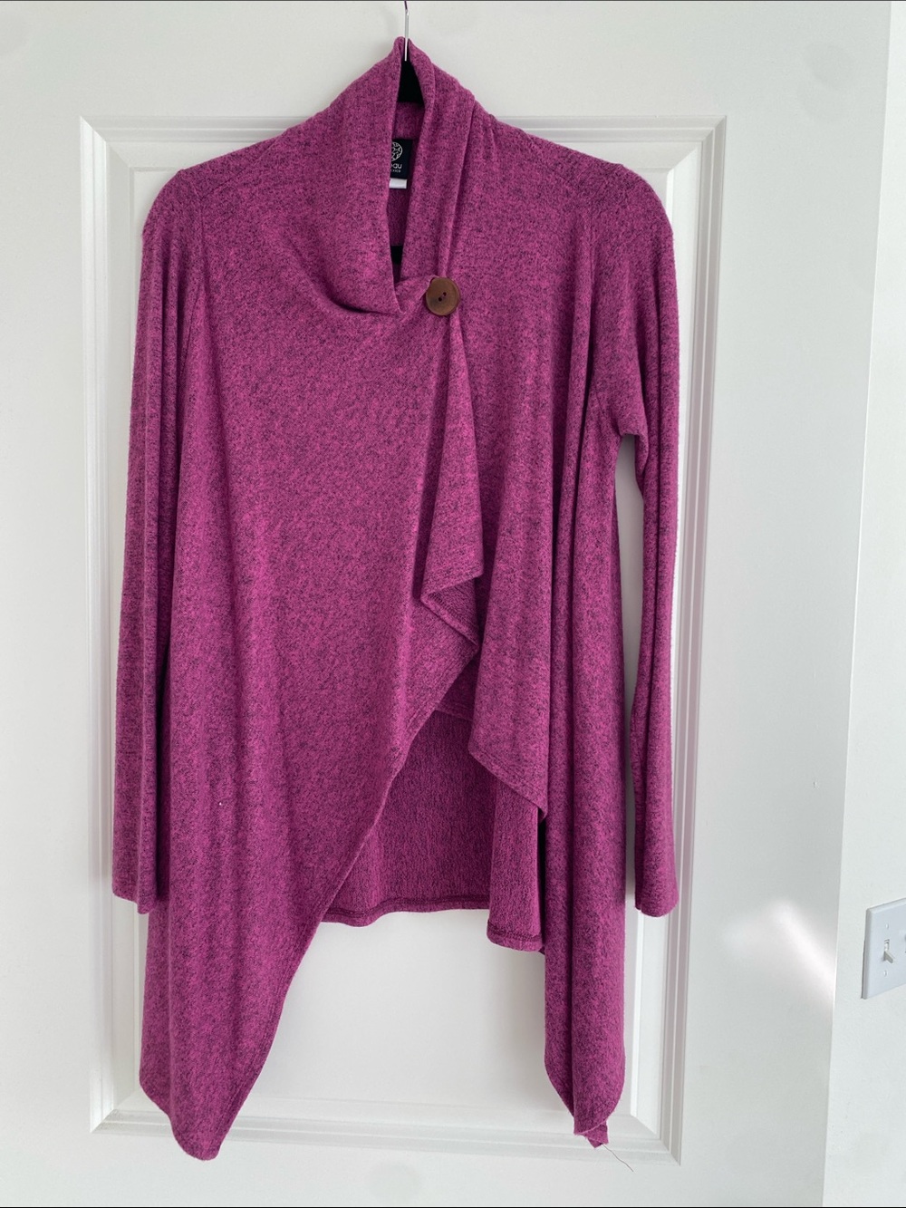 bobeau Magenta Open-Front Draped Cardigan